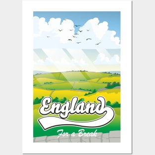 England For a Break vintage style travel poster Posters and Art